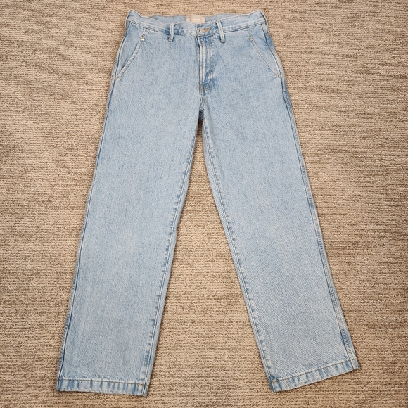 Everlane Cinched Utility Jeans Light Wash Back Belt Accent Wide Straight Leg 27 - Picture 1 of 10